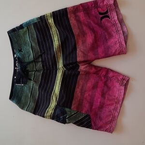 Hurley waist 24 black striped swim boardshorts